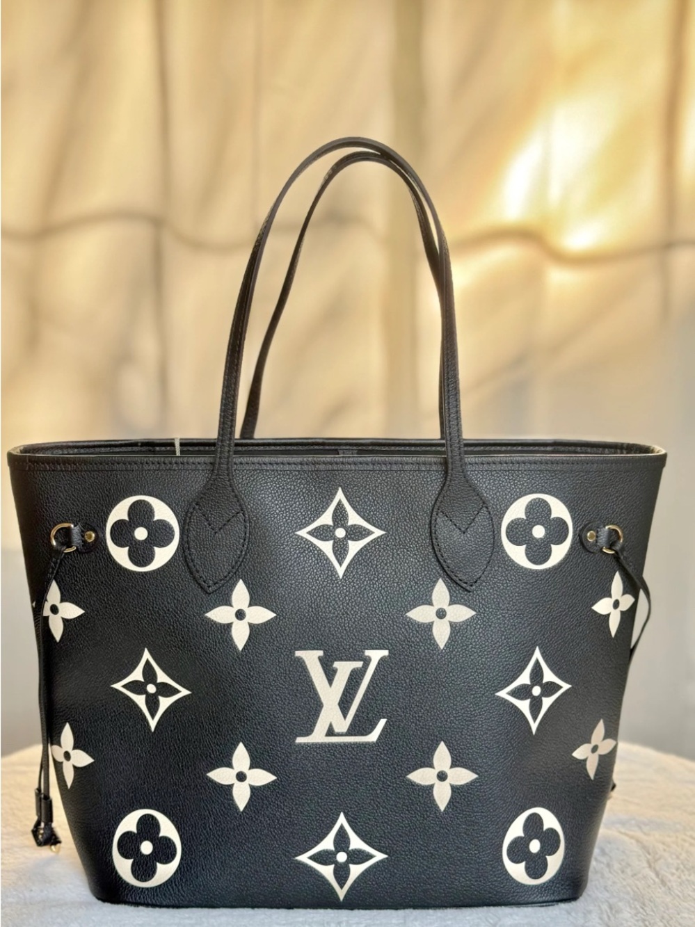 Black & White LV Monogram Never Full MM  Tote with Pochette